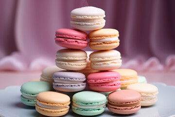 Obraz premium Macaron cakes of different pastel colors.