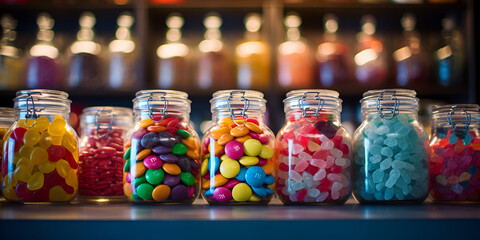 Delicious sweets at wedding candy bar, 