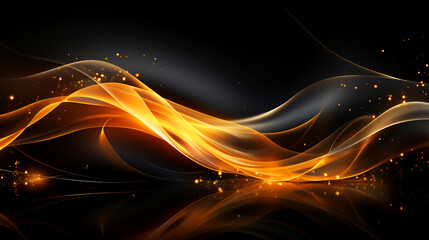 Fototapeta premium Abstract background golden curve wave on black background