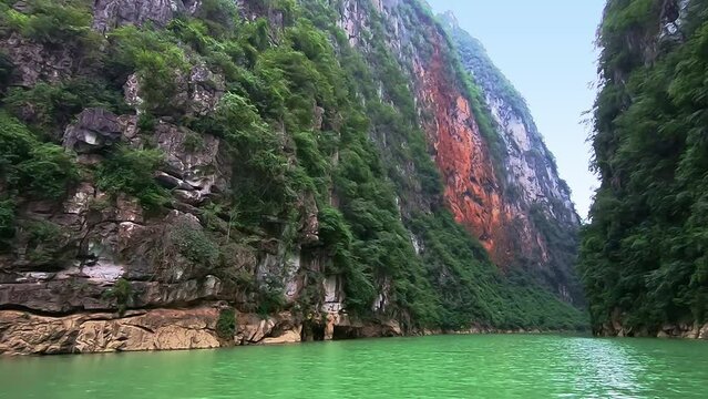 Scenic boat cruise on Nho Que River. Ha Giang, Vietnam.	