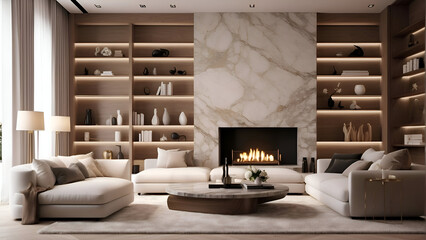 Elegant Home Interior with Cozy Fireplace