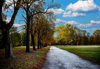 autumn landscape of Ducale park Parma Italy