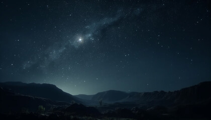Fototapeta na wymiar Milky Way illuminates majestic night sky, a tranquil cosmic adventure generated by AI