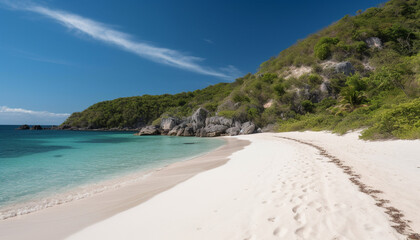 Obraz premium A tranquil summer day, turquoise waters, and a tropical landscape generated by AI