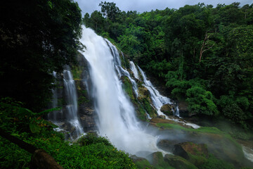 Naklejka na ściany i meble Wachira Tan Waterfall at Doi Inthanon National Park, Chiang Mai, Thailand.