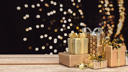 The gold gift box for celebration concept 3d rendering