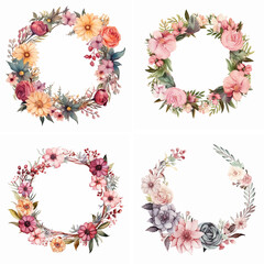 invitation painting postcard pastel rose watercolor wedding romantic purple round wreath