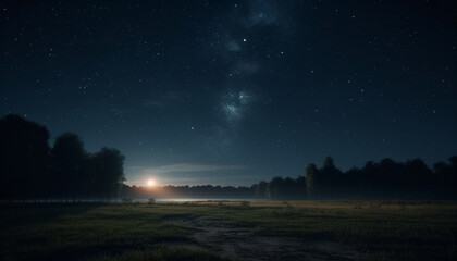 Night sky illuminated by the milky way, a breathtaking galaxy generated by AI