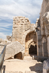Well-preserved  main gate to the ruins of the medieval fortress of Nimrod - Qalaat al-Subeiba,...