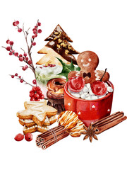 Christmas decoration watercolor