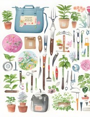 set of plants in pots