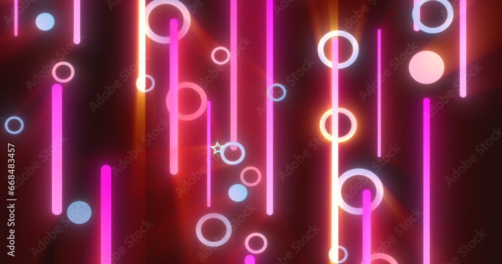 Aufkleber purple red glowing geometric abstract background pattern of flying lines and circles