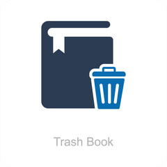 Trash Book and Bin Icon Concept