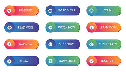 Gradient call to action button pack - obrazy, fototapety, plakaty