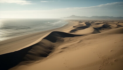 Fototapeta na wymiar Remote sand dune, tranquil scene, beauty in nature generated by AI