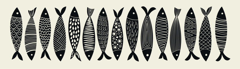fish icon set, vector illustration.