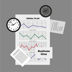 Deadlines. Charts. Time. Business and work. Vector illustration