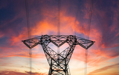
sunset over the energy transition power line