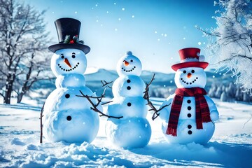 Fototapeta premium snowman in the snow
