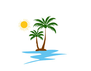 tropical island with palm tree