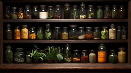 Medicine Cabinet with Herbal Remedies - obrazy, fototapety, plakaty