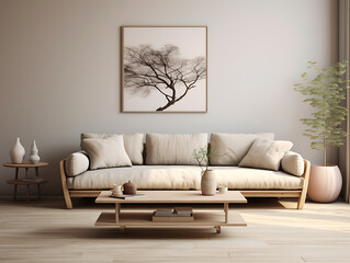 Minimalist Beige Living Room with Scandinavian-style Focus