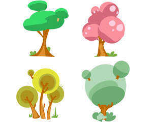 set of cartoon trees