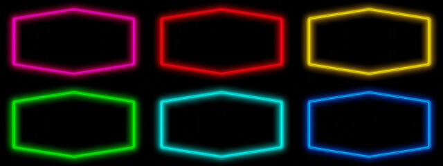 Night advertising sign neon frame on black background. 3d rendering