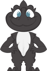Mystical, fabulous funny black dinosaur. Cartoon style