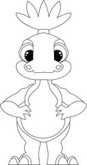 Fabulous, interesting and funny dinosaur. Coloring style