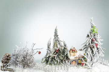 snow covered pine tree, christmas decoration