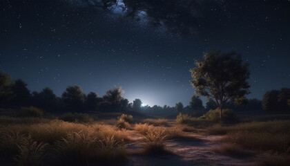 Fototapeta na wymiar Night sky reveals the beauty of nature mysterious star filled landscape generated by AI