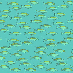 Seamless background Under water. Marine vector motif . Doodle of the underwater world, sea, ocean, river . Hand drawn vector illustration