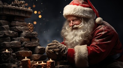 Fototapeta na wymiar Christmas Card With Santa Claus Chimney, Merry Christmas Background ,Hd Background