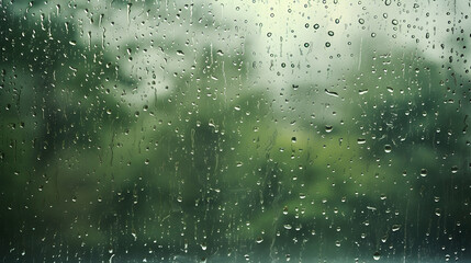 Imagine a close-up view of a windowpane during a gentle rain. Individual raindrops streak down the glass, their paths clear and defined against the backdrop. 