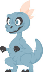 Mystical, fabulous funny blue dinosaur. Cartoon style