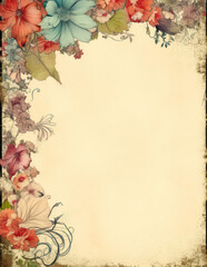 Vintage background with flowers and copy space, ai design