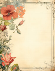 Abstract flowers vintage style card, copy space for text