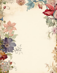 Fototapeta premium Abstract flowers vintage style card, copy space for text