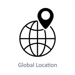 Global Location and pin icon concept