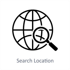 Search Location and globe icon concept
