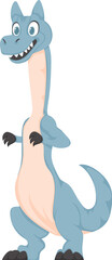 Mystical, fabulous funny blue dinosaur. Cartoon style