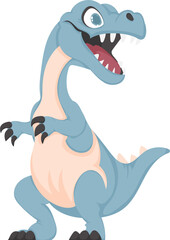 Mystical, fabulous funny blue dinosaur. Cartoon style