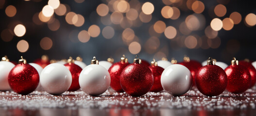 
Red Christmas Time - Decorations Lights Bokeh Defocused Decoration White. AI Generative