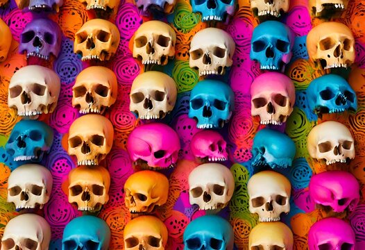 Colorful pattern of human head skull, generative AI