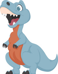 Fototapeta premium Mystical, fabulous funny blue dinosaur. Cartoon style