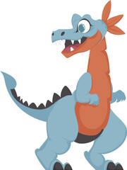 Mystical, fabulous funny blue dinosaur. Cartoon style