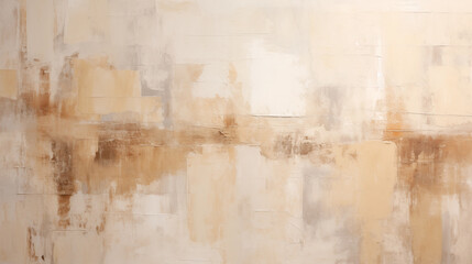 Abstract oil painting with paints in beige, gray and gold colors, for background