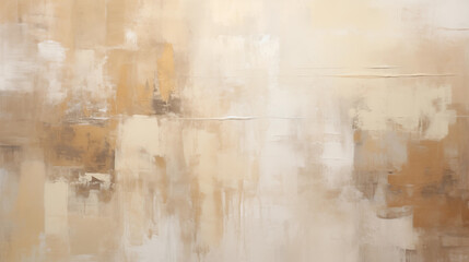 Abstract oil painting with paints in beige, gray and gold colors, for background