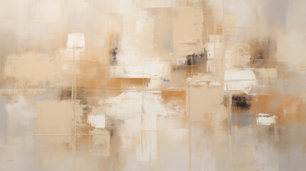 Abstract oil painting with paints in beige, gray and gold colors, for background - obrazy, fototapety, plakaty